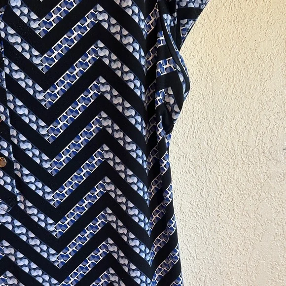 Alfani Black and Blue Chevron Blouse - Picture 2 of 3